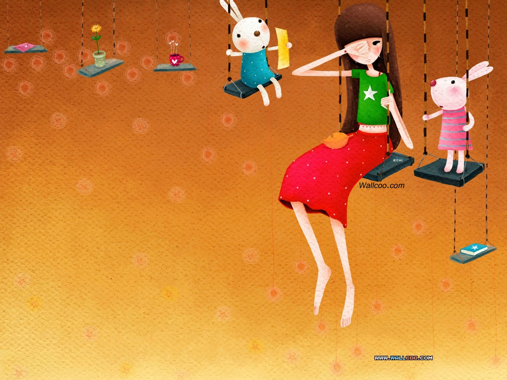 壁纸1680×1050童话夏日 韩国小女孩插画壁纸,韩国儿童插画-可爱小女孩壁纸图片-插画壁纸-插画图片素材-桌面壁纸